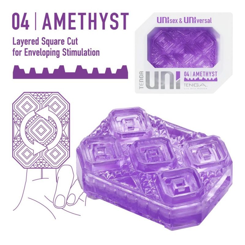 Фиолетовый мастурбатор-стимулятор Tenga Uni Amethyst — изображение 4