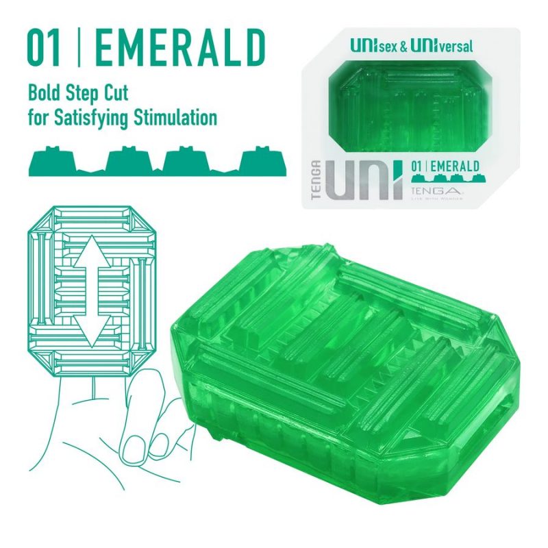 Зеленый мастурбатор-стимулятор Tenga Uni Emerald — изображение 5